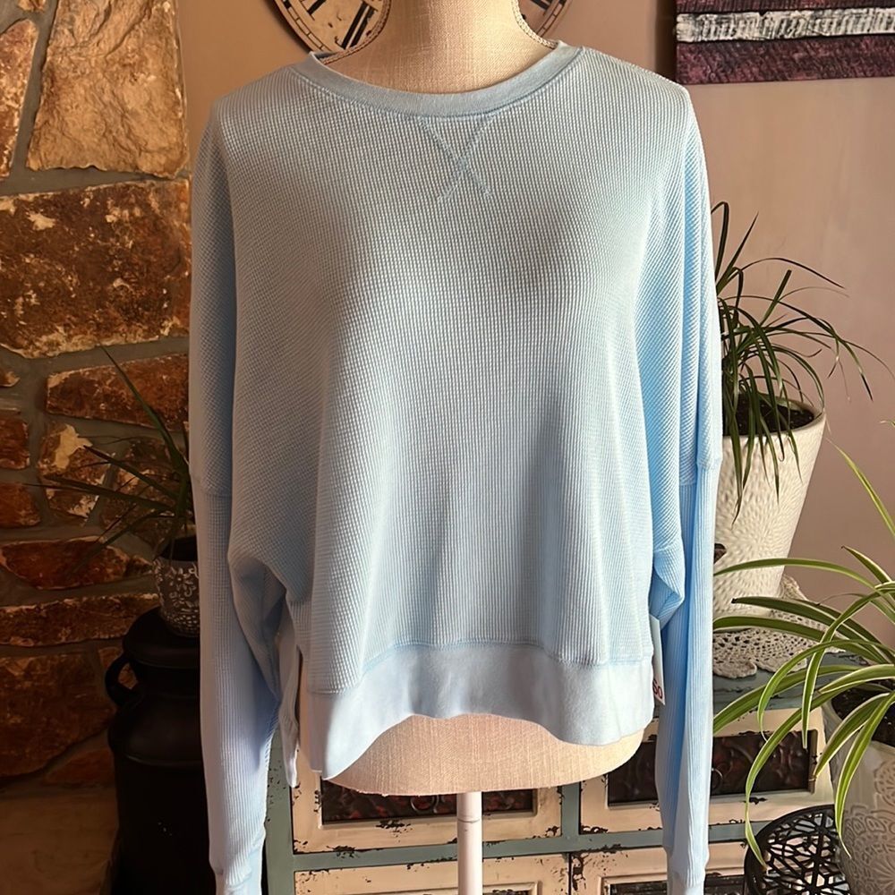 Juniors' SO Cropped Thermal Top Size XL Light Blue